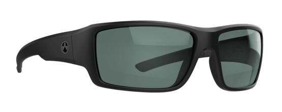 Magpul Ascent safety glasses with black frame and gray green lens